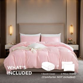 White & Pink Oversized Duvet Cover Set Includes 1 Duvet Cover & 2 Pillowcases. Premium Breathable Fabric, Hotel-grade Minimalist Design. Versatil (Option: Pink-K)