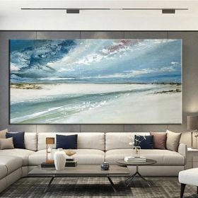 Hand Painted Oil Paintings Abstract Seascape Painting Beach Ocean  Living Room Hallway Luxurious Decorative Painting (style: 01, size: 90X120cm)