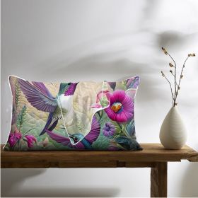 2 Pcs Of Tropical Hummingbird Art Bedroom Satin Printed Soft And Skin Friendly Pillowcase Suitable For All Seasons (Option: 51x102cm-Purple)